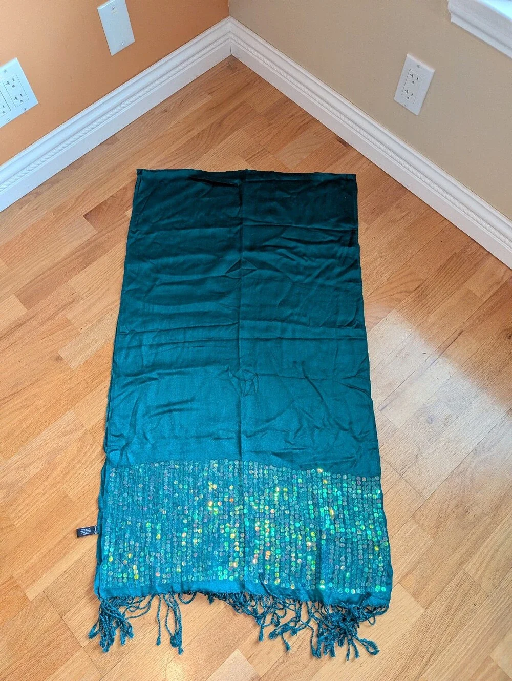 Jones New York Teal Sequined Fringe Scarf - Elegant Home Accents Accessory